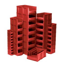 Stackable storage bin with large opening, available in sizes from 1L to 28L