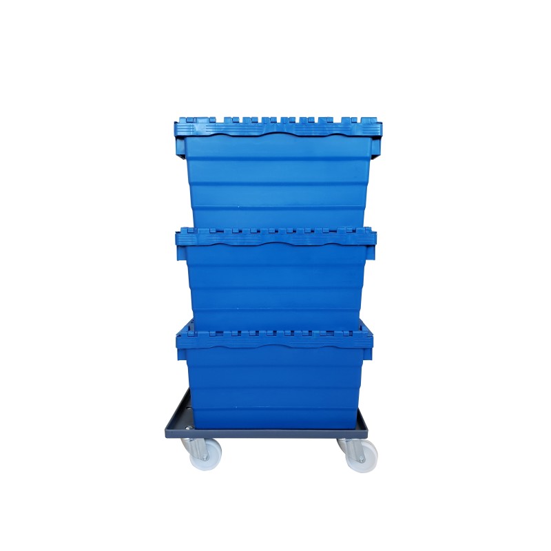 Wheeled trolley for handling crate