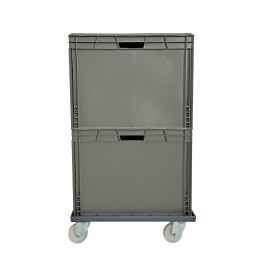 Wheeled trolley for handling crate