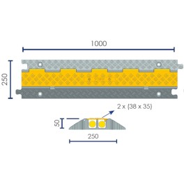 Cable protector 2 channels (35X38 mm)