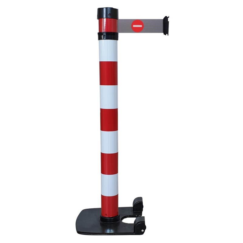 Poteau de guidage intérieur à sangle premium base lourde à roulettes