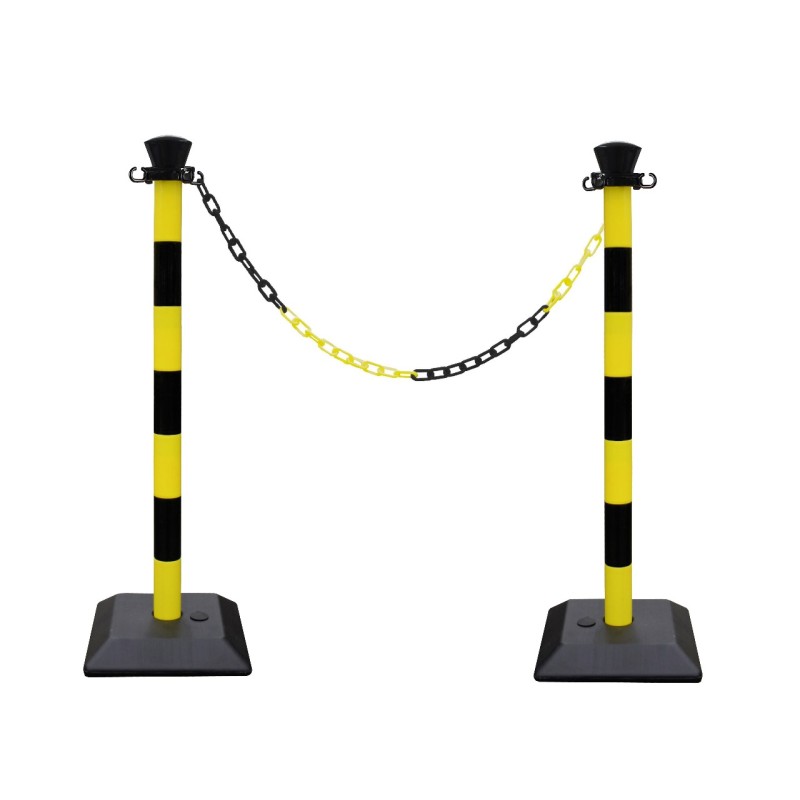 Kit of 2 single-block ABS posts with 2 m chain - weighted base