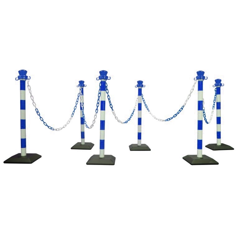 Kit of 6 ABS posts with 10 m of chain - weighted base