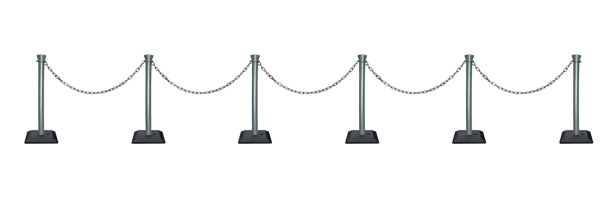 Kit 6 poteaux de balisage abs monobloc avec 10 m chaine - base vide