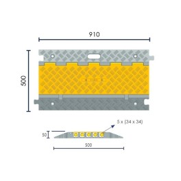 Cable protector 5 channels (34 X 34 mm)