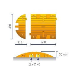 Heavy-duty speed bump end cap 50 T - 15 km/h