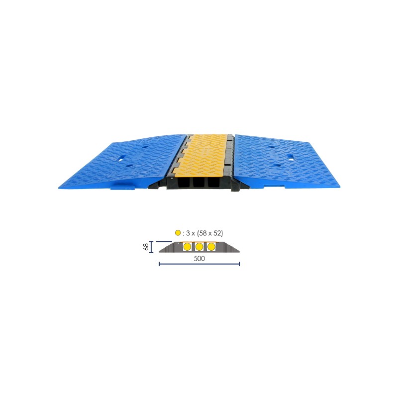 3-CHANNEL CABLE PROTECTOR (58x52 mm) WITH PRM RAMP