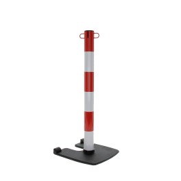 Metal post with wheeled base