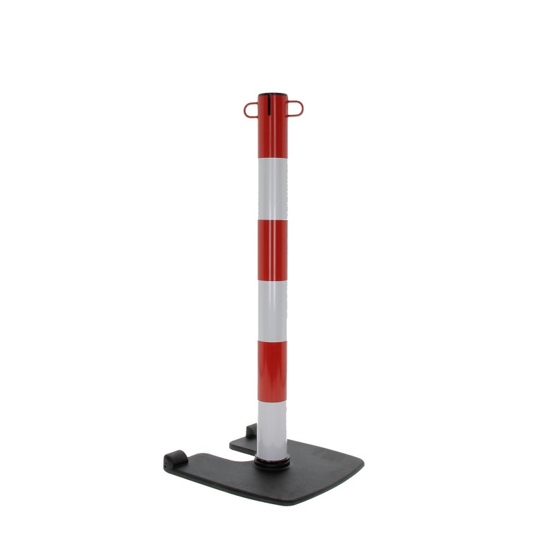 Metal post with wheeled base