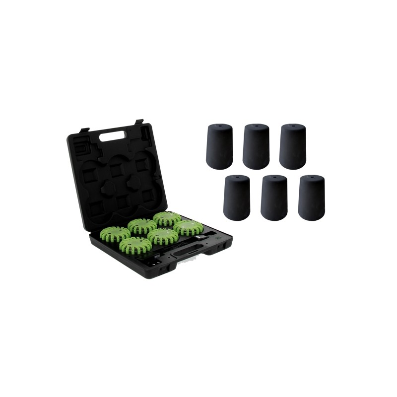 Set of 6 9-position LED flashing construction lamps