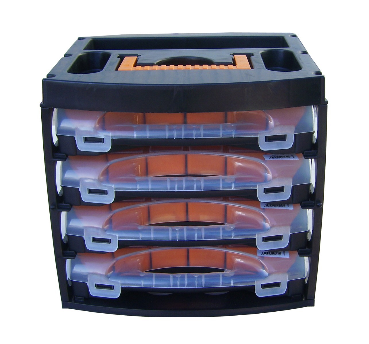 Transport case with 4 bucket-style cases