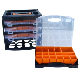 Transport case with 4 compartment organizers