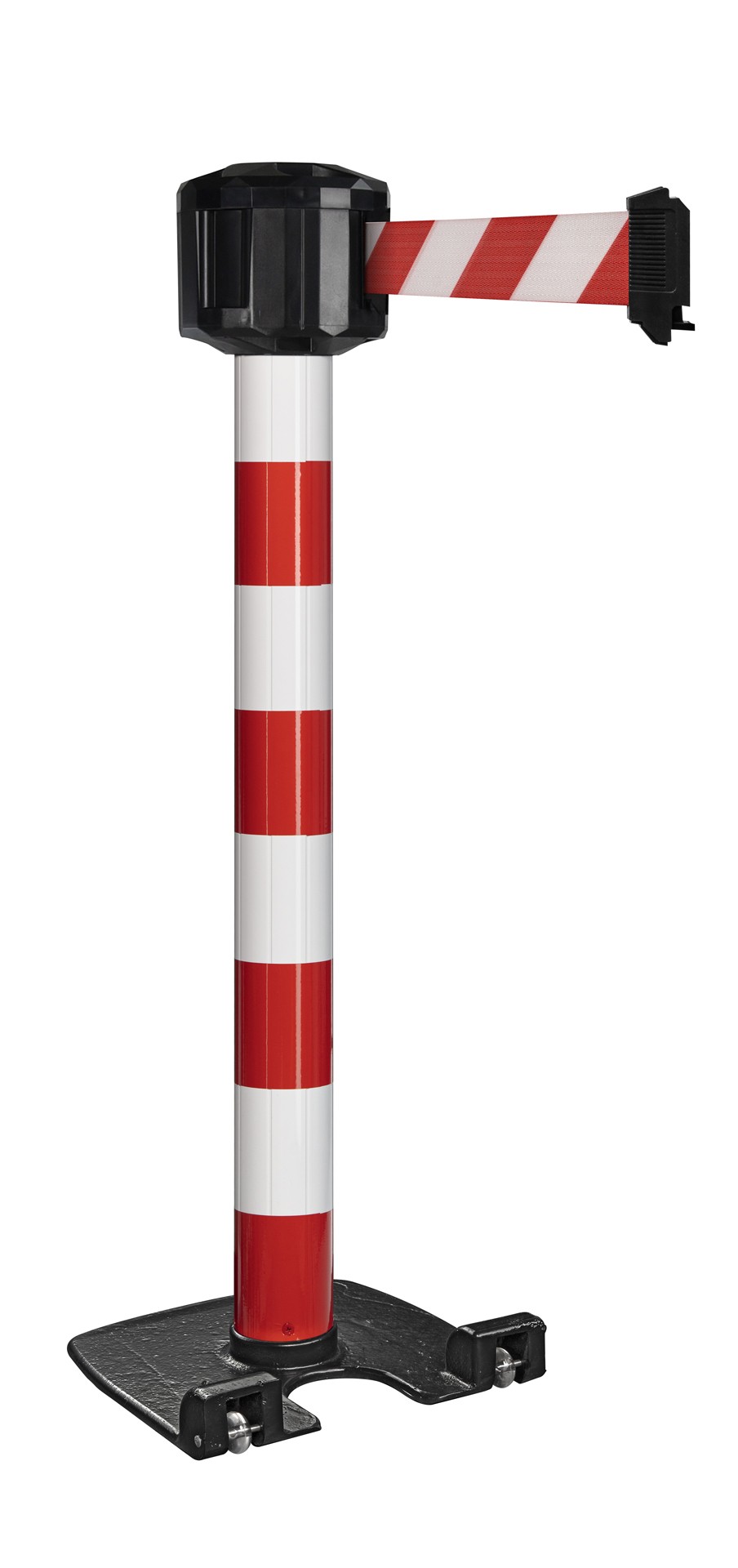 Poteau de guidage extérieur à sangle premium base lourde à roulettes