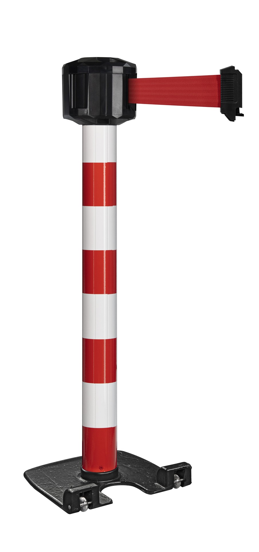 Poteau de guidage extérieur à sangle premium base lourde à roulettes