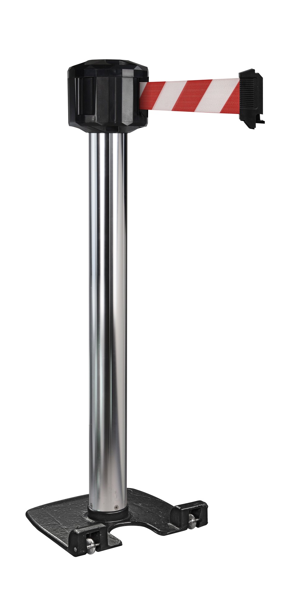 Poteau de guidage extérieur à sangle premium base lourde à roulettes