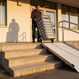 Wheelchair ramp with handrails