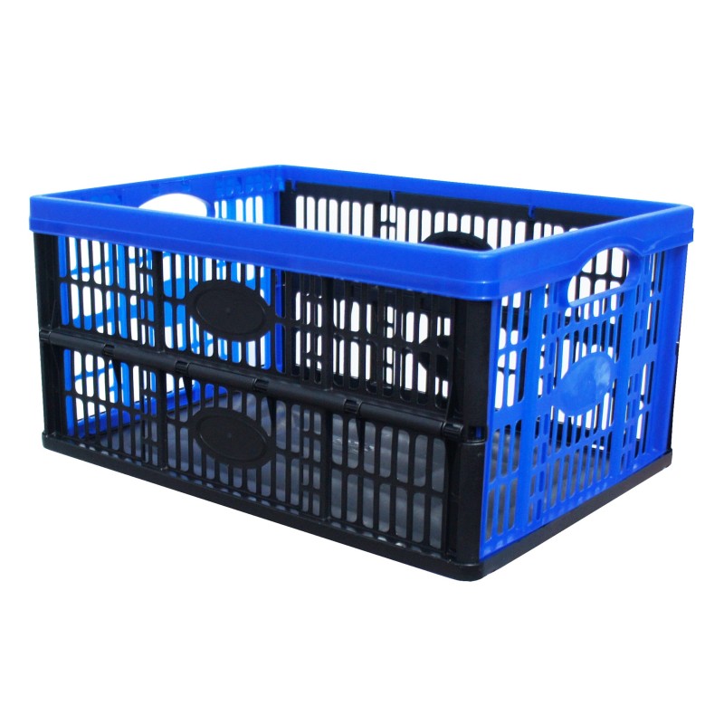 Foldable perforated crate, available in sizes ranging from 30 liters to 60 liters