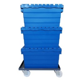 Wheeled trolley for handling crate