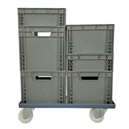 Wheeled trolley for handling crate