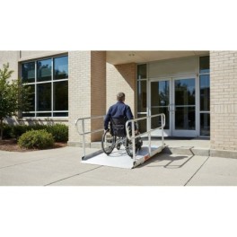 Wheelchair ramp with handrails