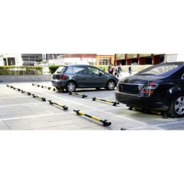 Black/Yellow steel and cast iron parking stop