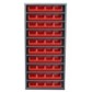 Storage cabinet with bins and no doors