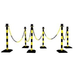 Kit 6 poteaux de balisage abs monobloc avec 10 m chaine - base lestée