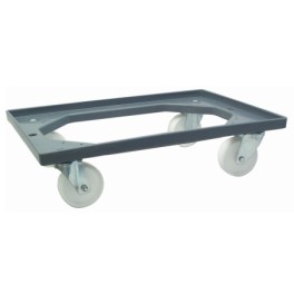 Wheeled trolley for handling crate