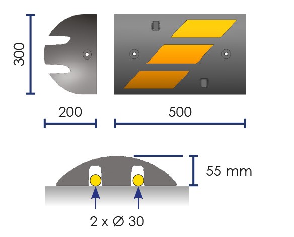 High-visibility modular speed bump EASYFAST