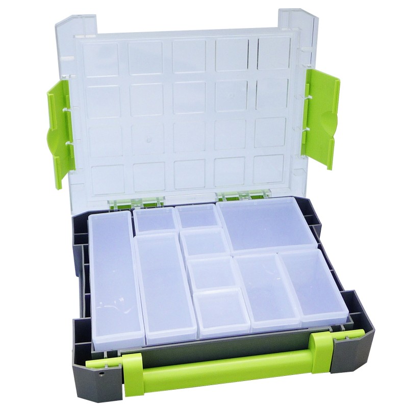 case with removable lidded containers