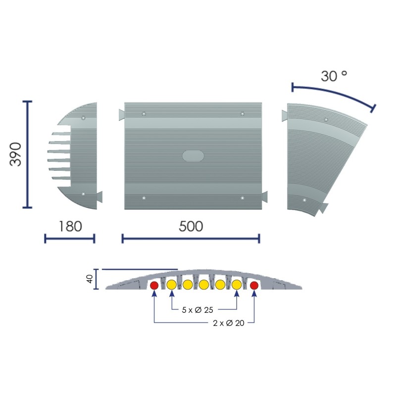 Passe-câbles piéton (5x25 mm et 2x20mm)