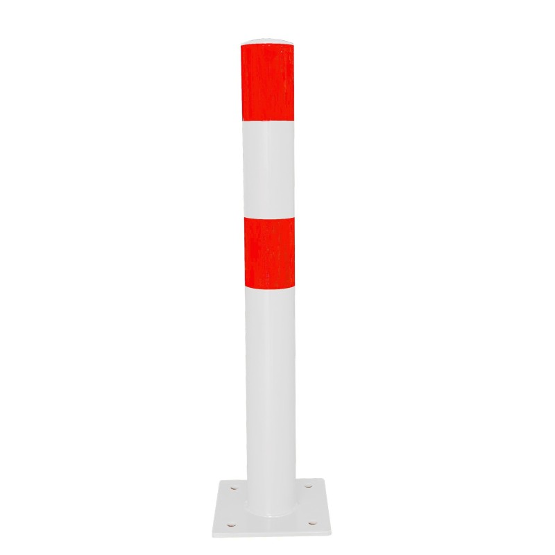 Steel safety bollard with rounded edges