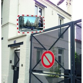 Safety mirror with reflective stripes