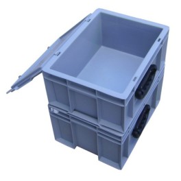 Handling crate with a lid, available in capacities ranging from 10 liters to 50 liters