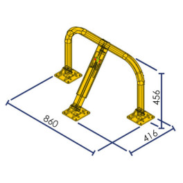 High-resistance parking bollard with cast iron feet