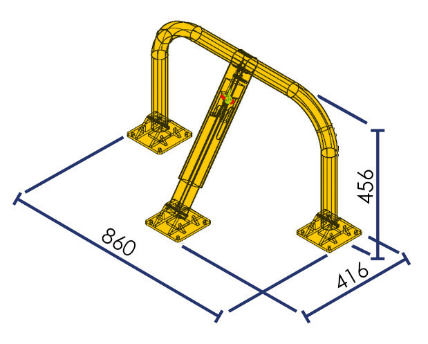 High-resistance parking bollard with cast iron feet