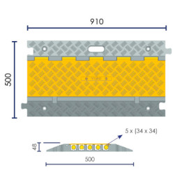Passe-câbles 5 canaux (34 x 34 mm)