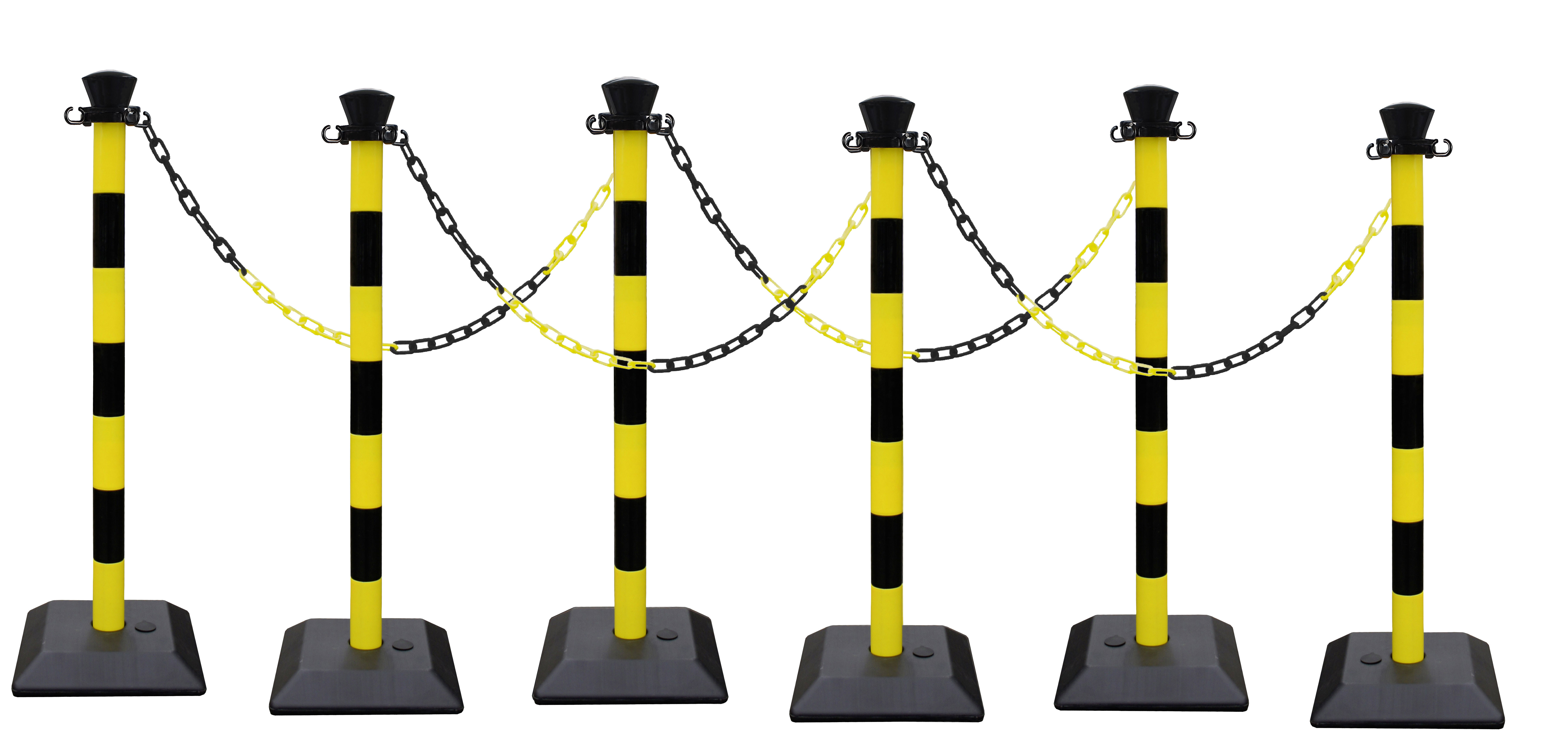 Kit 6 poteaux abs avec 10 m de chaine - base lestée