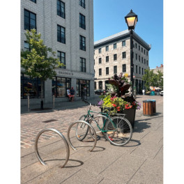 Round stainless steel bike rack hoop