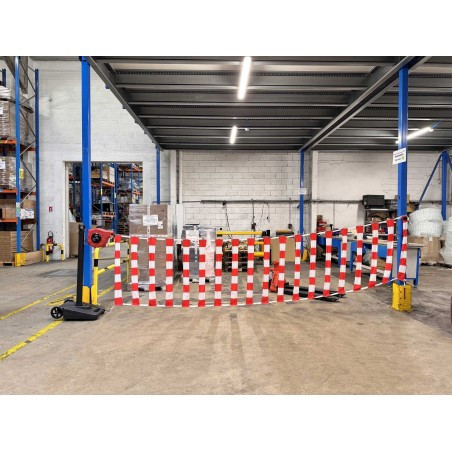 Retractable barrier reel with signaling belt