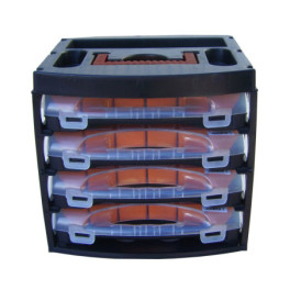 Transport case with 4 bucket-style cases