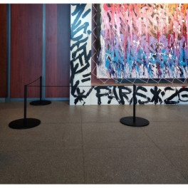 Exhibition post for elastic rope