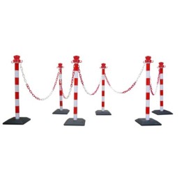 Kit 6 poteaux de balisage abs monobloc avec 10 m chaine - base lestée