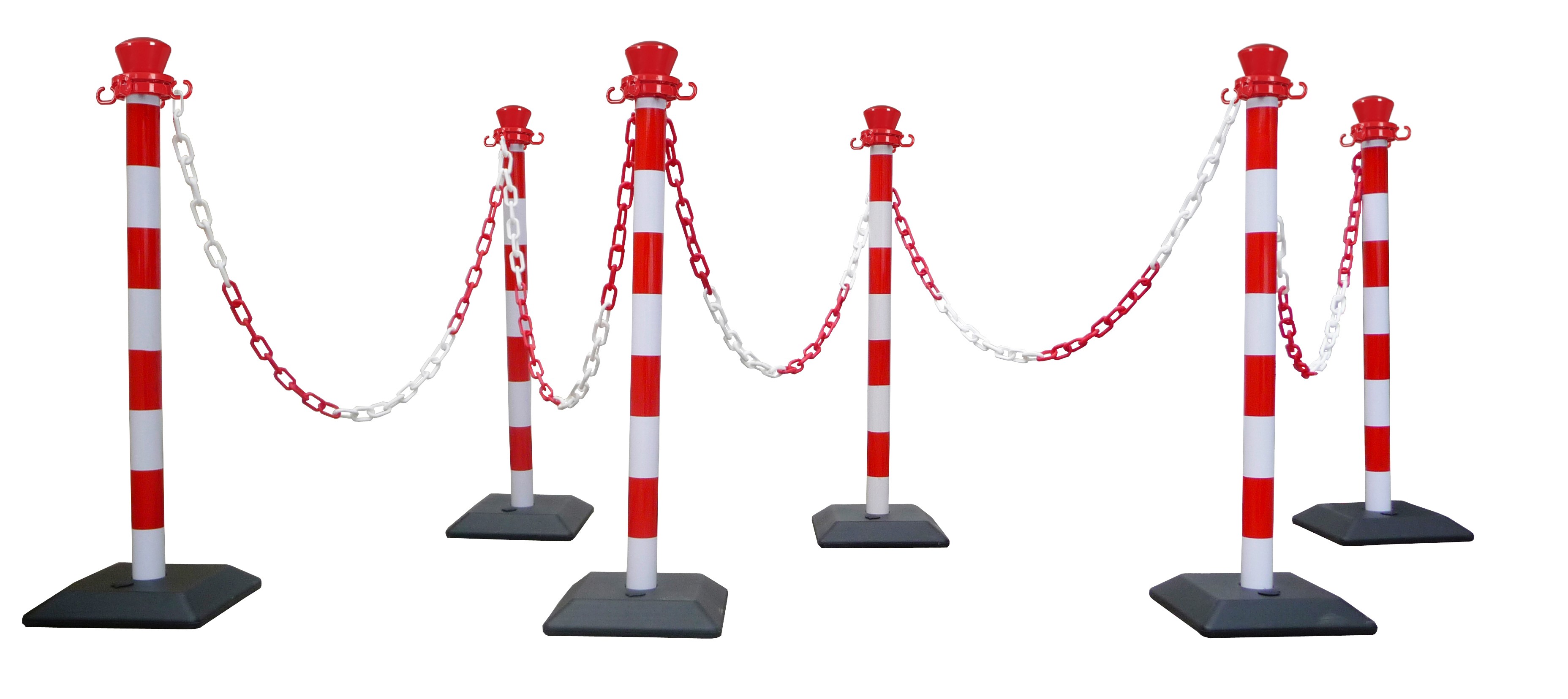 Kit 6 poteaux de balisage abs monobloc avec 10 m chaine - base lestée