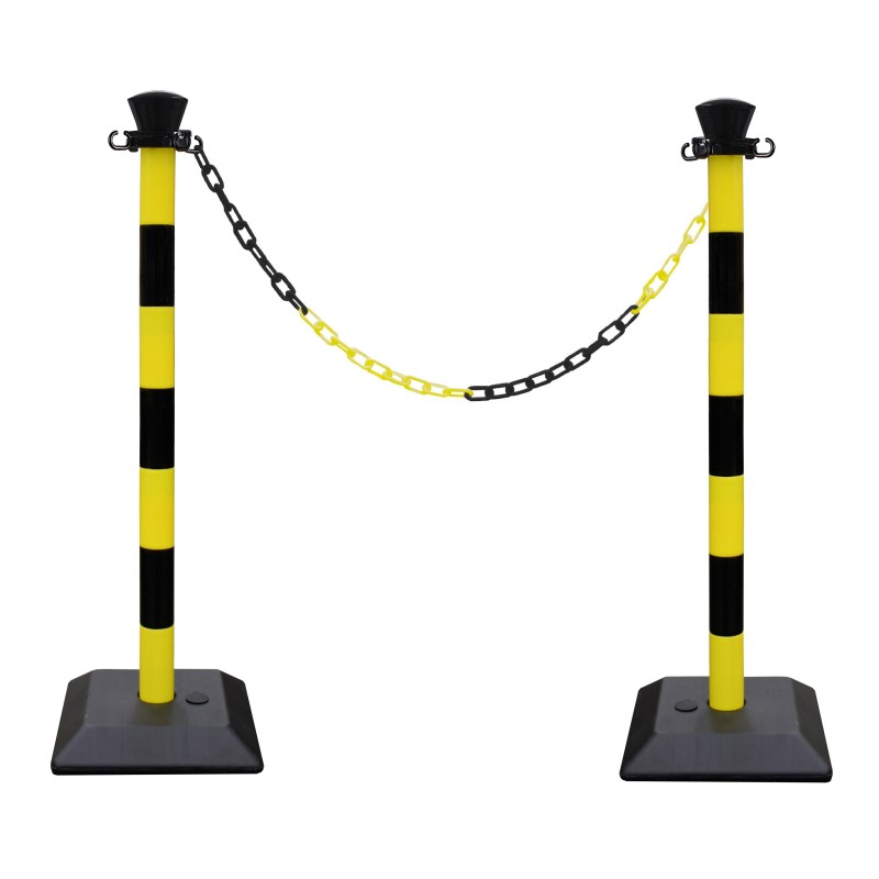 Kit 2 poteaux abs monobloc avec chaine 2 m - base lestée