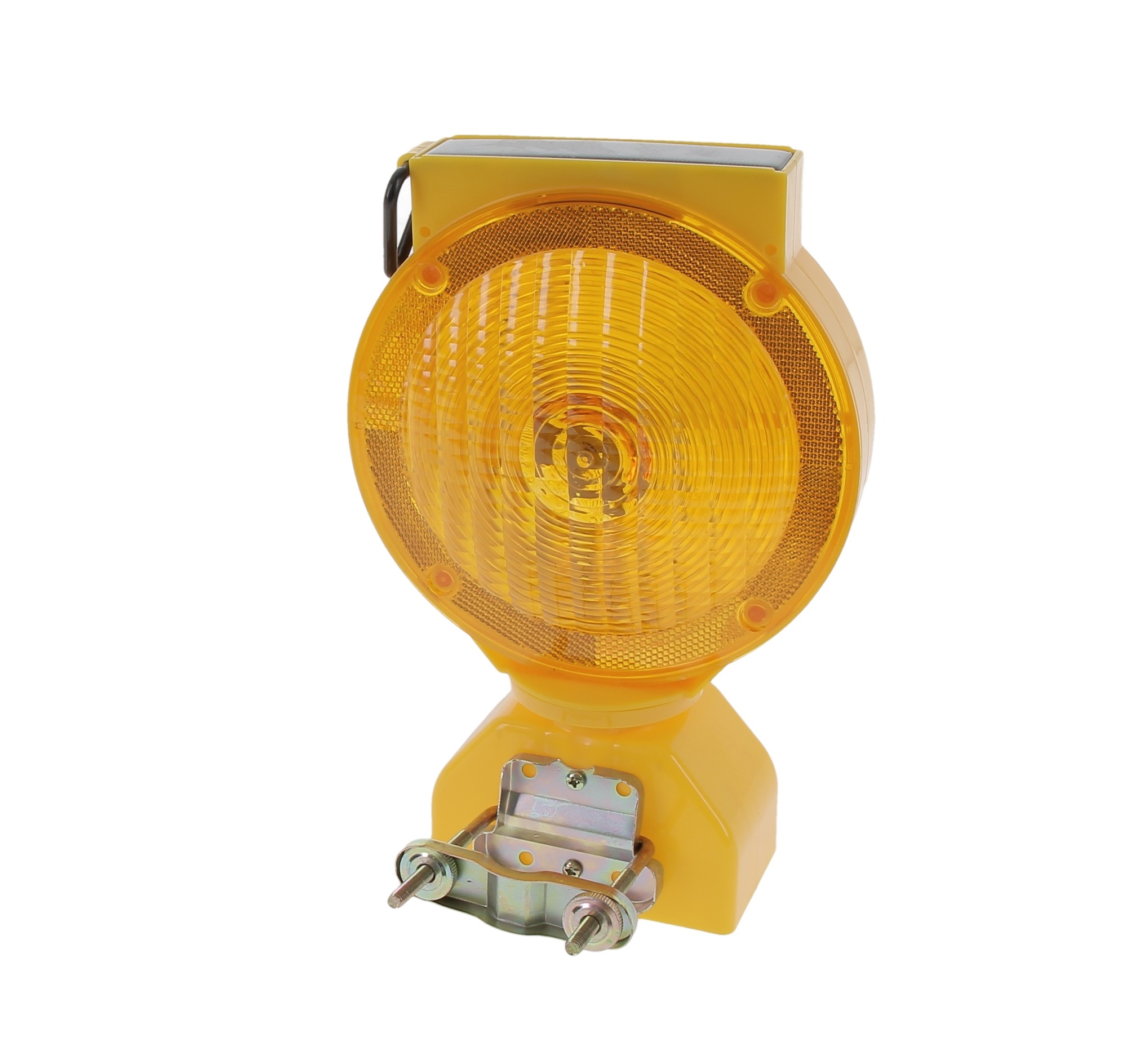 Solar-powered LED flashing construction lamp