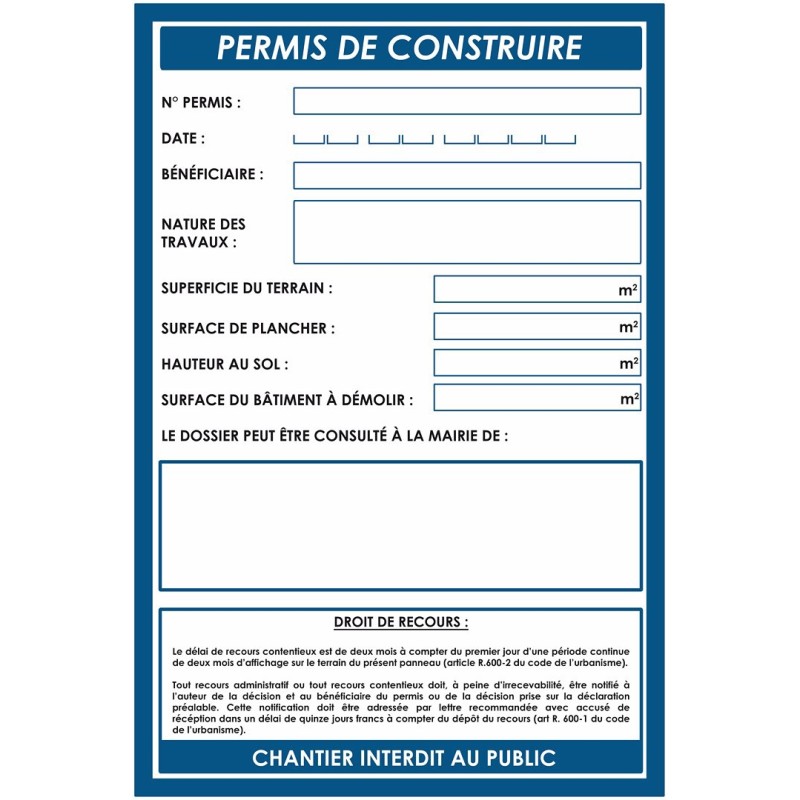 Panneau d'affichage chantier