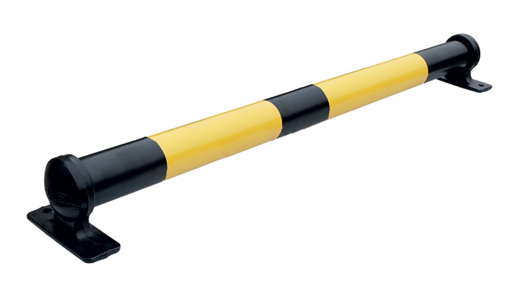 Black/Yellow steel and cast iron parking stop