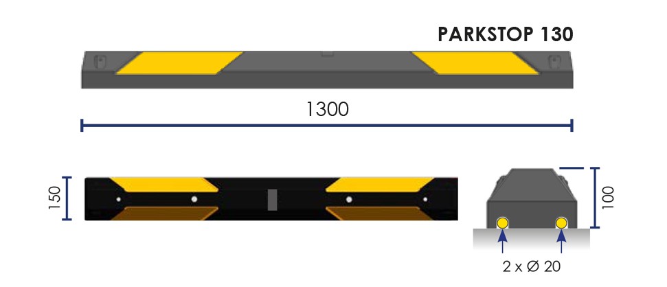 Butée de parking caoutchouc