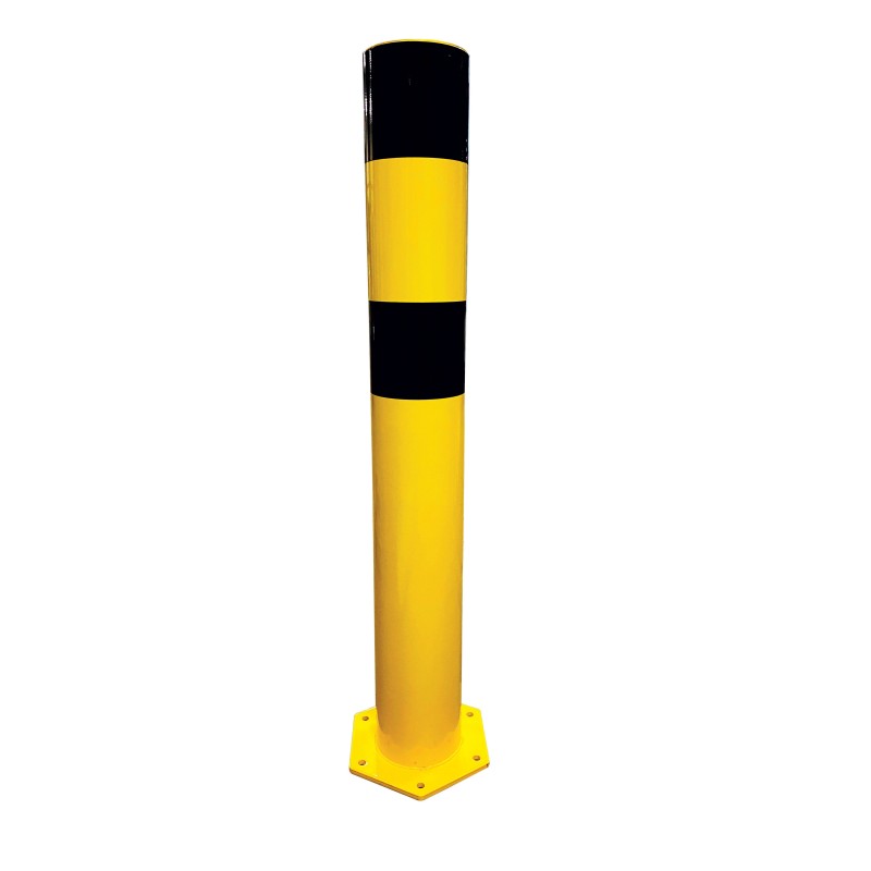 Steel safety bollard with rounded edges